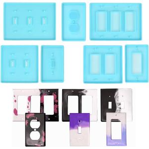 7Pcs Light Switch Cover Resin Molds, Switch Socket Panel Plaster for Epoxy Resin, Plate Silicone Outlet Cover Molds for DIY Crafts Making