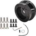 UcarSoon 5 & 6 Hole Billet Steering Wheel Hub Adapter Replacement for Chevy 1969-1994 GMC Truck Pickup Van-s J-eep Bui-ck Chry-sler Dod-ge Pon-tiac Ca-dillac (Black)