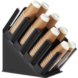 CURTA Disposable Paper Cup Dispenser, Lid Dispenser 8 Compartment PC Coffee Cup and Lid Storage Organizer for Countertop Bar, Beverage Cup, Kitchen, Breakroom Restaurant