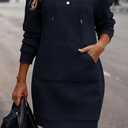 PRETTYGARDEN Womens Long Sleeve Hoodies Dress 2026 Fall Texture Button Oversized Sweatshirts Spring Dresses with Pockets (M)