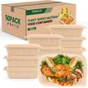 100 Piece (50 Pack) Meal Prep Containers with Lids, 16 oz Cornstarch Small Food Storage Containers Plant-based Lunch Box for Salad, BPA Free Plastic Disposable Take Out Boxes Microwave & Freezer Safe