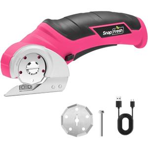 SnapFresh Cordless Electric Scissors, 4V Rechargeable Electric Box Cutter for Cardboard Boxes, Carpet & Paper, Rotary Cutter for DIY Projects, Safety Box Cutter with Battery & Type-C Cable (Hot Pink)