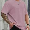 Men's Big and Tall Shirts Textured Knit Tshirt Shirts Casual Summer Tops Trendy (Pink, XXL)