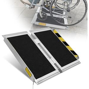 Protable Wheelchair ramp 2FT,Non-Slip Folding Aluminum Handicap Ramps,Threshold Ramps for Home,Holds up to 800lbs,Wheelchair ramp for Steps,Mobility Scooter,Stairs,Doorways (Non-Slip 2FT)