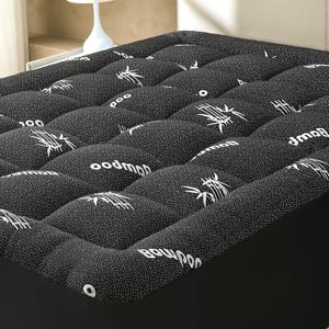 Queen Size Mattress Topper Viscose Derived from Bamboo, Soft Thick Pillow Top Mattress Pad Cover for Back Pain, Cooling Mattress Protector with 8-21 Inch Deep Pocket, Dark Grey