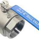 DAN SPEED 4" NPT Female 316 Stainless Steel Full Port Ball Valve Vinyl Handle WOG1000