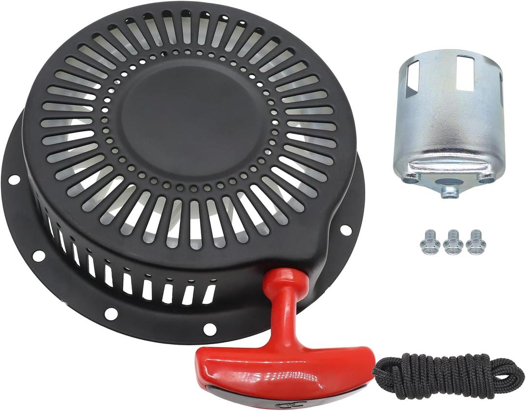 Universal Pull Start Assembly Compatible with 338cc 339c 389cc 390cc 420cc 439cc 459cc Portable Generators and Engines, for 6 or 4 Bolt Recoil Starter Cord Rope Assy
