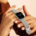 Metal Band Compatible with Apple Watch Bands for Women 40mm 41mm 42mm 38mm 44mm 45mm 46mm 49mm, Dressy Stainless Steel Link Bracelet, Designer Strap for iWatch Series 11/SE/10/9/8/7/6/5/4/3/2/1/Ultra