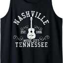 Nashville - Tennessee Country Music City Guitar Gift Tank Top (Small, Black)