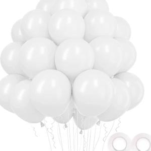 2 x A set of 50 white latex balloons (12 inches each), suitable for decorating weddings, proposals, bachelor/bachelor parties, birthdays, and other festive occasions.