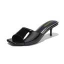 Amazon.com | LULLASONG Black Kitten Heels Sandals Low Heels Slip On Slides 2 Inch Heeled Square Open Toe Sandals for Women | Heeled Sandals