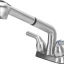 Utility Sink Faucet,Universal Laundry Tub ABS Plastic Faucet with Sprayer,Dual Handle Pull Out Faucet, Chrome Finish Laundry & Utility Room Sink Faucets,4 Inch Center Set