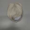 Flufymooz 100% Real Human Hair Toppers for Women, 10 Inch Clip in Human Hair Topper for Thinning Hair, 3603D Cover Clip in Bangs Natural Hairpiece With 4.5'' x 3'' Silk Base-Silver White