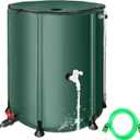 50 Gallon / 200L Collapsible Rain Barrel, Foldable PVC Rain Barrels to Collect Rainwater from Gutter, Portable Water Storage Tank Container with Hose Spigot, Water Catcher Collector Green