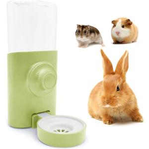 Rabbit Water Bottle, 600ml/21oz Hanging Water Dispenser Feeder Cage Crate Hutch Bunny Puppy Cat Chinchilla Ferret Guinea Pigs Squirrel Hedgehog (Green)
