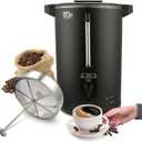 55-Cup 10L Commercial Coffee Urn, Festa Essential 750W Double Wall Large Percolate Coffee Maker Stainless Steel Hot Water Urn Dispenser with Double Dripless Faucet, Quick-Brewing for Catering, Black