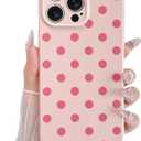 Compatible with iPhone 15 Pro Max Case Cute Polka Dot Phone Case Soft Slim TPU Shockproof Phone Cover Full Camera Protection for Women Girls - Pink