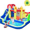Blow Up Water Slides for Kids Backyard, Large Jumping Bouncy Castle for Kid Outdoor, 8in1 Inflatable Bounce House with 450W Air Blower