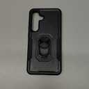 Compatible with Samsung Galaxy S24/S25 Case with Screen Protector Tempered Glass,Heavy Duty Shockproof Full Body Phone Cover Built in Metal Ring Holder Kickstand,2025 Black Matte