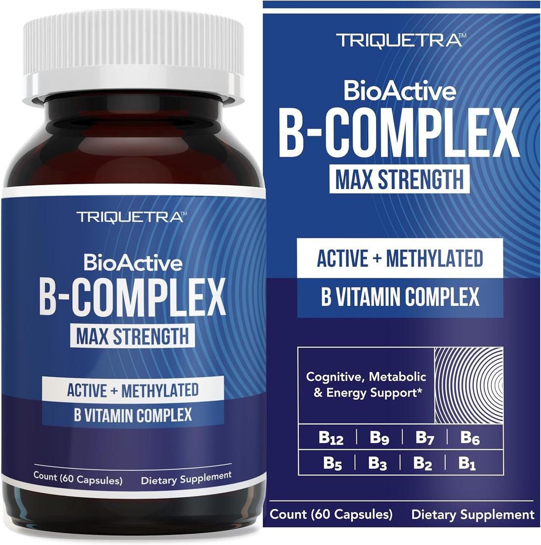 BioActive Vitamin B Complex - Blood Stream Ready, Methylated B Complex - Featuring Methylfolate, 3 BioActive Forms of B12, BenfoPure B1 & Pantesin B5 - 12 B Vitamins in Clinical Doses - 60 Servings BBD 09/2027