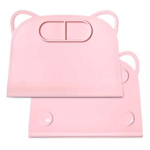 Domensi 1 Pack Silicone Suction Placemat with Teething Edge Bumper/Spill for Baby Toddlers Kids with Storage Bag, Non-Slip Dinning Table Mat, Dishwasher Safe for Table (Pink)