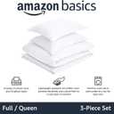 Amazon Basics Lightweight Wrinkle-Resistant Microfiber 3 Piece Duvet Cover Set with Zipper Closure, Full/Queen, Bright White