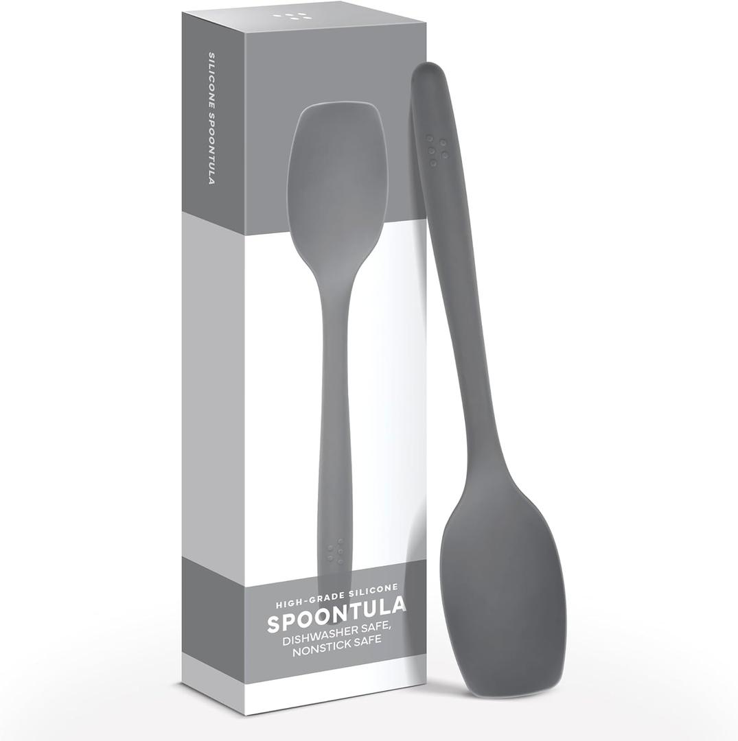 Misen Spoontula - Dishwasher Safe, Heat resistance, Nonstick Safe - Professional-Grade Versatile Kitchen Tool for Stirring, Spponging, Folding and Flipping - 4 Tools in One - Built to Last - Gray