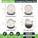 Grow Forward 16-piece Premium Wheat Straw Dinnerware Sets for 4 - Unbreakable Dishwasher & Microwave Safe Plastic Plates and Bowls Sets - Patio, Outdoors, RV, Camping Dishes - Moonlight