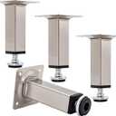 Shiny Metal Adjustable Legs | Furniture,cabinets,Table levelers feet | Leveling Foot and Screw mounting Package (Nickel Plating)