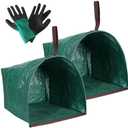 72 Gallon Garden Bag for Debris, 2-Pack Yard Waste Bag with Large Dustpan-Style Opening, Includes Gardening Gloves | Collapsible Container for Leaves, Grass Clippings, Parties, Laundry & Camping