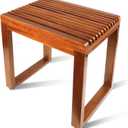 Compact Teak Shower Bench 15.7  Heavy Duty 500 lbs, Waterproof Bath Stool for Small Walk-in Shower, Elderly & Disabled Safe Shower Seat