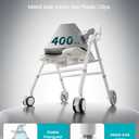 Rolling Shower Chair, Lockable Wheels, Adjustable Height, 400 lb, Aluminum
