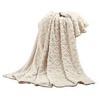 Beige Throw Blanket, Diamond Pattern, 48" x 62"