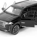 Toy Car Compatible for 1:24 Escalade SUV Model Car, Alloy Pull Back Diecast Collectible Car with SoundsLights for Kids Boys Girls and Adults, Gift Black