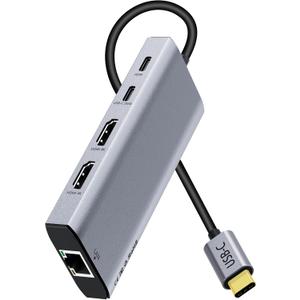 USB C Hub Dongle,10 in 1 Laptop Docking Station Dual 4K@60Hz HDMI Monitor,100W PD,Gigabit Ethernet,Card Reader,USB3.0 Type-C Multiport Adapter for MacBook Pro IPad,Dell,HP,Surface,Steam Deck Dock