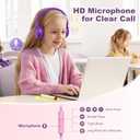 Kids Headphones, Wired Headphones for Kids On Ear with Microphone, 93dB Volume Limiter Headphone for Girls Boys, Foldable Lightweight Headphone for School Learning & Entertainment, Pink Purple