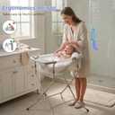 Collapsible Baby Bathtub with Stand - Clear Big Baby Bath Tub with Thermometer | Parents Spine Save Infant Baby Tub Foldable Newborn Toddler Bathtub for Baby Girl Boy 0 to 36 Months, Grey