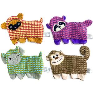 Cute No Stuffing Dog Toy for Small, Medium Breeds, Fun for Indoor Puppies with Soft Squeaker and Crinkle Paper, No Mess Chew and Play (4 Pack)