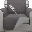ISSUNTEX Double Protection 100% Waterproof Chair Sofa Cover for Living Room, Reversible Furniture Protector for Dogs, Pets, Kids (Chair, Gray/Light Gray)