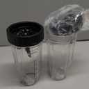 Blender Replacement Parts for Ninja, 24oz Ninja Blender Cups with To-Go Lids, 7 Fins Extractor Blade, Compatible with Nutri Ninja Auto iQ Blenders BL2012 BN801 BL480-30 BL640-30 BL642-30 NN100-30