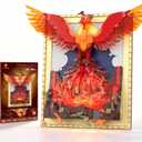 JMBricklayer Phoenix Building Set with LED Lights for Adults, Light-Up Fire Phoenix Wall Art Decor, Rebirth Bird Model Kit for Home Office Room Display, Creative Gift for Men Women Teens