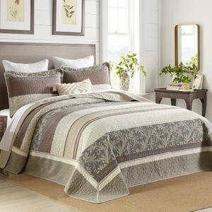 SahSahCasa 120"x120" 100% Cotton Oversized California King Bedspread Coverlet Quilt Set, Cal King Quilted Bedspread Extra Large Quilt, XL Bed Spread Lightweight Comforter, 3pc,Beige/Brown/Gray