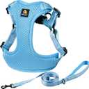 BELLA & PAL Adjustable Step-in Dog Harness, Puppy No-Pull Vest with Leash Set for Dog, Breathable All-Weather Mesh, Reflective Strip, Secure Hook & Loop (M (chest: 18-21"), Blue)
