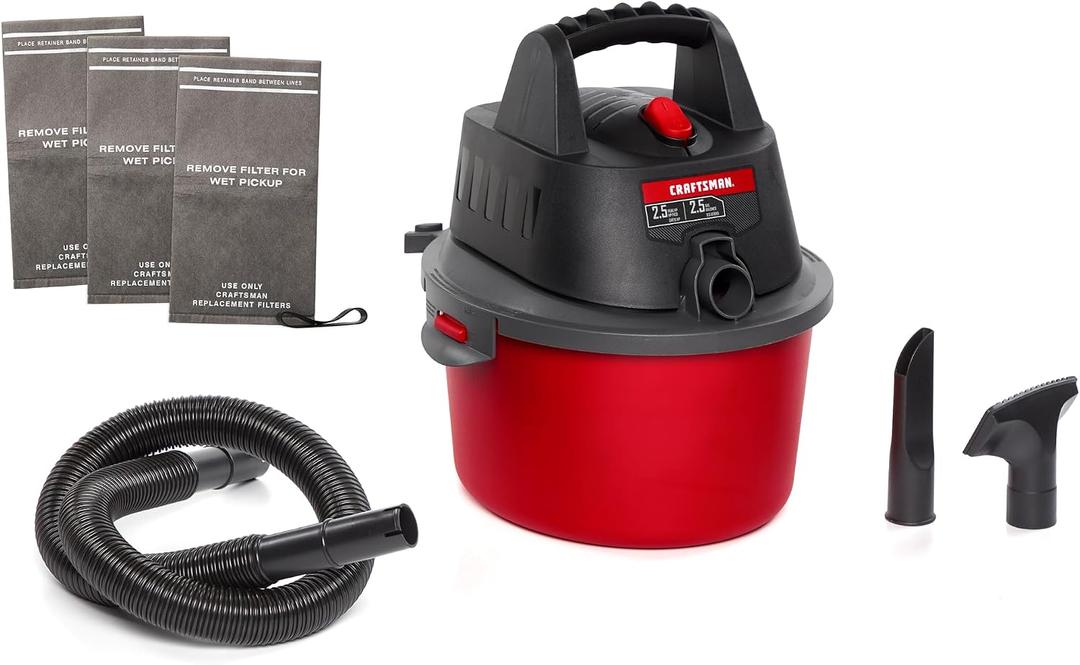 CRAFTSMAN CMXEVBE17250 2.5 Gallon 2.5 Peak HP Wet Dry Shop Vacuum Bundle