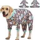 LovinPet Large Dog PJS, Hippos Zoo Cozy Dog Pajamas, Slim fit, Lightweight Pullover Clothes/Full Coverage Golden Retriever Pajamas/Back Snap Button is Only Decoration /3XL (Blue Hippo/Grey)