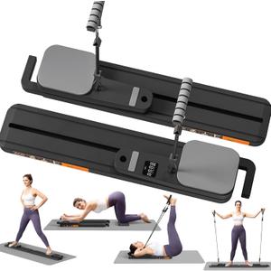 Pilates Reformer Board with Resistance Bands  Portable Pilates Machine, Full Body Workout for Home, Core Strengthener, Glute & Leg Toning, Dual Use, LED Timer & Calorie Display