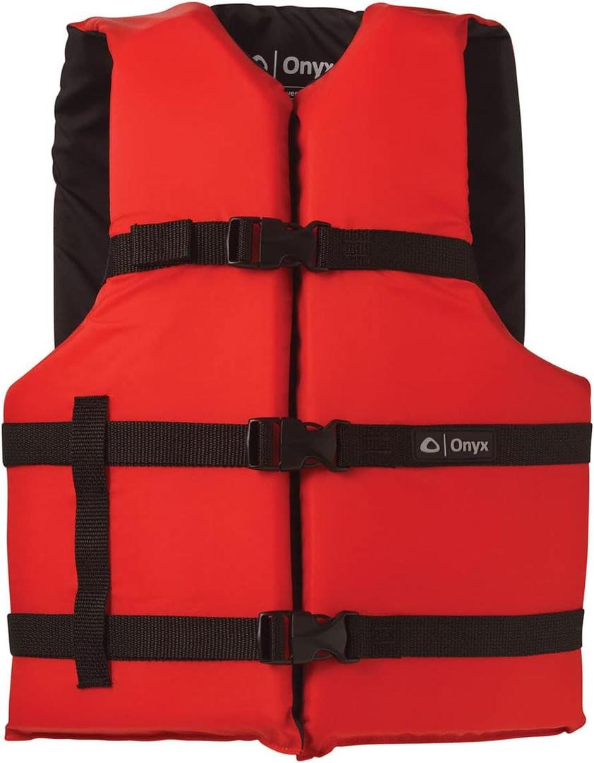 ONYX General Purpose Coast Guard Approved Boating Life Jacket (Universal, Red)