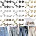 48 Pieces Adjustable Waist Buckle Extender Set, 8 Set 4 Style Jean Button Pins No Sewing Pants Clips for Waist