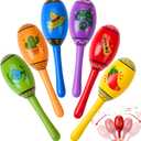 JOYIN Cinco De Mayo 6 PCS Mini Wooden Maracas for Kids, Mexican Fiesta Party Favors and Noisemakers, Cinco De Mayo Party Favors, Musical Fun, Birthday Parties, Luau Party, Taco Tuesday Event
