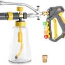 Foam Cannon Gun Dual Connector Accessory for Pressure Washer, Double Tip Attachment Soap Cannon with Power Washer Short Gun, Car Wash Foam Gun Kit, 1/4" Quick Connect, 5 Nozzles Tips